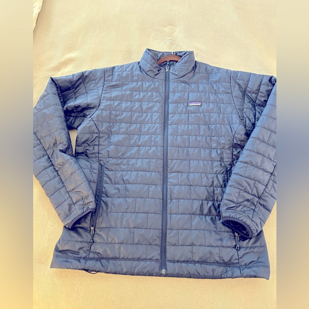 Blue Patagonia nano puff jacket